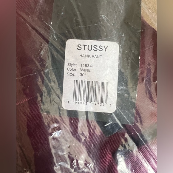 Stussy Mens pants wine color. Size 30. New with tags. - Picture 5 of 6